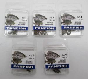 Lot of 5 Eagle Claw Fishing Tackle Panfish Sz 4 Bronze Aberdean Hooks 20/Each F3 - Picture 1 of 3