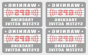 4 WARNING GPS Tracking System Active Transparent Stickers Car Window Reverse - Picture 1 of 2