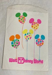 Vntg Walt Disney World Store Mickey Ears Balloons Paper Shopping Bag White 5.5" - Picture 1 of 3