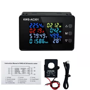 Medidor de uso de consumo de energía eléctrica medidor de vatios 120/240 VCA 0-100 amperios #E12A - Imagen 1 de 15