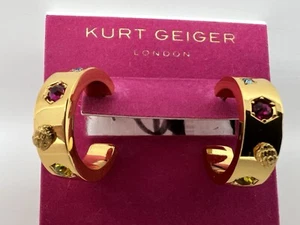 Kurt Geiger Women's Earrings London Pavé Gold Eagle Multicolor Mix Hoop Huggie - Picture 1 of 7