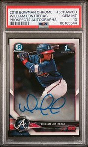 2018 Bowman Chrome William Contreras RC AUTO, Milwaukee Brewers, PSA 10