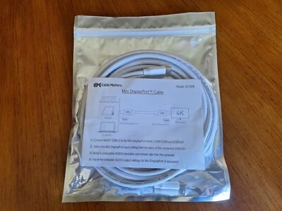 Cable Matters Mini-DisplayPort 10 Ft Cable White 101008 New Sealed - Image 1 of 2