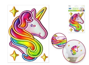 Ballon Explosionen MAGISCHES EINHORN Kopf Sterne 4 Wandsticker 3D Pop-Up Aufkleber - Bild 1 von 1