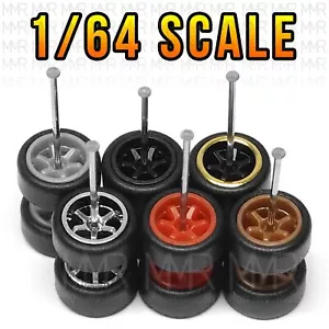 Scala 1/64 TE37 SMALL 6 Raggi Real Rider Ruote Cerchi Set Pneumatici per Hot - Foto 1 di 10
