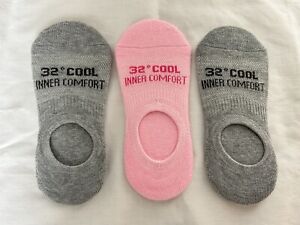 Women's 4/5 32 Degree Cool pink gray no show Socks with arch support