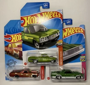 Lotto 3 Hot Wheels Chevy Trucks Custom 72 Chevy Luv 1971 e 1980 El Camino - Foto 1 di 19