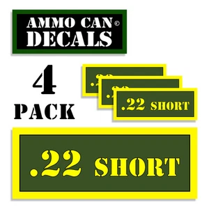 22 SHORT Ammo Can Labels Ammunition Case sticker decal 4 pack 3"x1.15"  AG - Picture 1 of 1