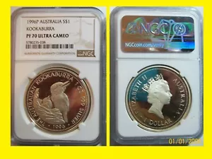 1996 P Australia Kookaburra NGC proof pf 70 uc 1 oz Silver rare low mint POP 10 - Picture 1 of 1