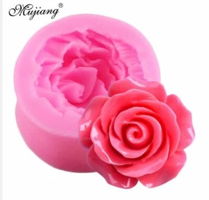 3D Rose Silicone Mold Fondant Chocolate Wax Soap Candy Ice 1.5" Round Quick Ship - Picture 1 of 3