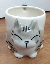 "Saba" Grey/Black Striped Cat Mug Miyuki Cat Chips Arita Japanese Design