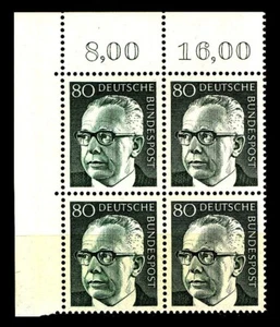 BUND Heinemann  80 Pf. **, Mi. 642 - Eckrand-Vierer o.l.  -  postfrisch Luxus - Bild 1 von 1