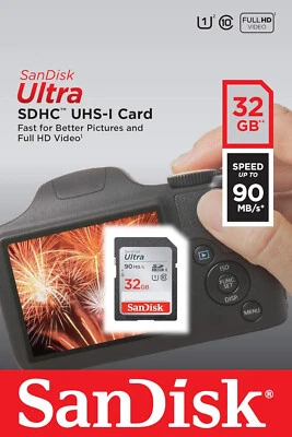 SanDisk 32GB Ultra SDHC UHS-I Memory Card 90MBs, C10, U1, Full HD SD Card Camera - Image 1 of 4