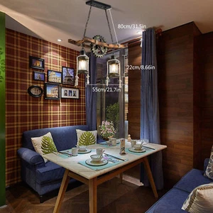 Rustic Wood Chandelier Farmhouse Loft Retro Pendant Light Ceiling Fixture Lamp - Picture 1 of 18