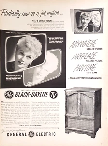 PRINT AD GE Black Daylite TV 1952 Lucille Ball I Love Lucy Ultra Vision - Picture 1 of 1