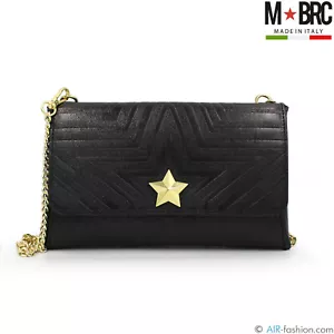 M*BRC design by Massimo Braccialini black leather clutch bag purse with star - Picture 1 of 8