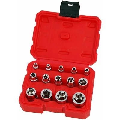 14pc E Torx Star Bit Female E Socket Set In Storage Case 1/4" 3/8" Drive Socket - Image 1 of 4