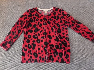 Ann Taylor Loft Sweater Small red womens cardigan stretch designer graphic print - Image 1 of 4