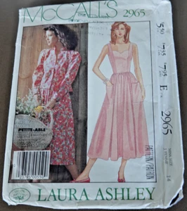 McCALL'S PATTERN 2965 SIZE 14 '80's LAURA ASHLEY JACKET & DRESS cut & complete - Picture 1 of 2