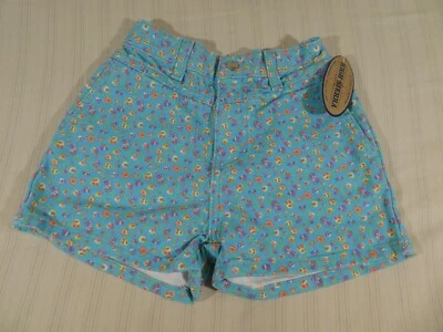 Vintage High Sierra Shorts Kids 6X FLORAL Blue Dungarees 90's NOS NWT R1 - Image 1 of 4