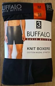 ๐NEW๐ Buffalo David Bitton Men's 3 PACK Knit Boxers, Modal Stretch M Black - Picture 1 of 6