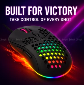Ratón RGB Ergonómico con Cable USB 7 Modos de Luz LED DPI Ajustable Preciso - Picture 1 of 13