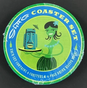 Shag COCKTAIL UNTERSETZER SET 4 Vinyl Kork Rückseite Getränk Rezept Heft versiegelt selten! - Bild 1 von 2