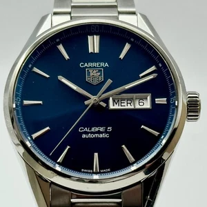 TAG Heuer Carrera Calibre 5 WAR201E Automatic Navy Blue Dial Men's Watch - Picture 1 of 24
