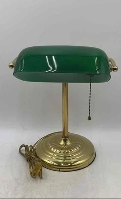 Bankers Green Gold Portable Tabletop Home Decorative Corded Electric Desk Lamp - Image 1 of 4