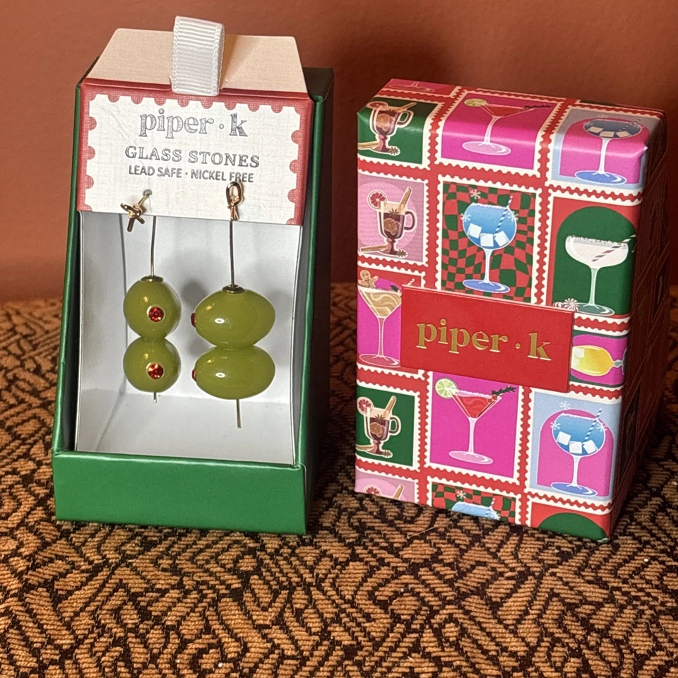 Pendientes PIPER K Martini Oliva Colgantes Piedra Vidrio Gota NUEVO Foto 1 de 2