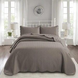 Quilted Bedspread with Pillow Sham Reversible Soft Bedding Set Twin Queen King - Picture 1 of 120