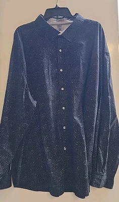 B Lux By Bruno Black With White Specs Collared Button Down Shirt Size 4xl - Image 1 of 4