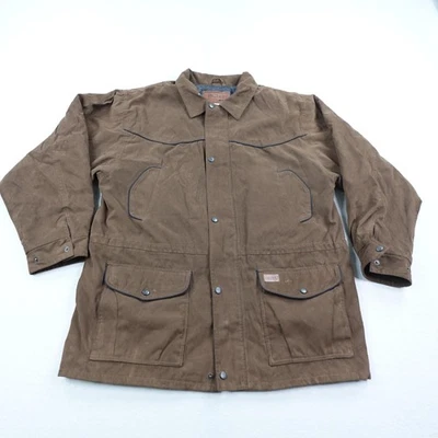 Vintage Outback Trading Jacket Mens XL Brown Pathfinder Poly Suede Chore Coat - Image 1 of 4