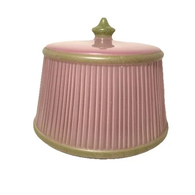Atomic Pink Pleated Art Deco Flush Mount Ceiling Light Fixture 10” - Image 1 of 4
