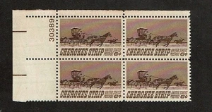 1968 U.S. COMMEM 6c CHEROKEE STRIP Plt#Blk of 4 Sc#1360 M/NH/OG GEM See Note - Picture 1 of 1
