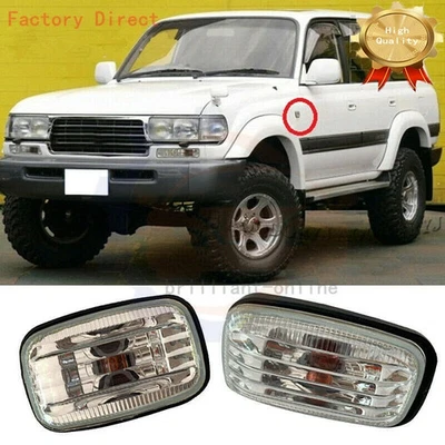2X Side Fender Marker Turn Signal Light For Toyota Land Cruiser LC76 LC80 90 100 - Image 1 of 4