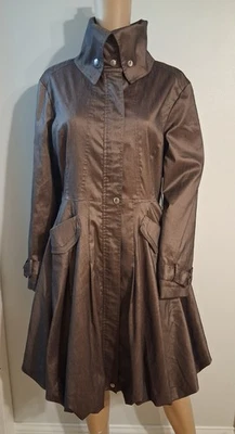 Samuel Dong Bubble Trench Coat Dress Fit and Flare Brown size M - Image 1 of 4