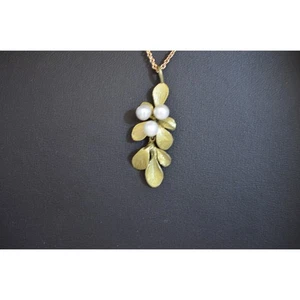 Michael Michaud Berberitze Blatt Perle Anhänger Halskette - 16" Adj. - Bild 1 von 3