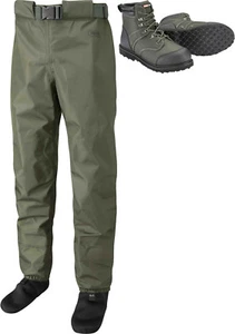 Leeda Stocking Foot Breathable Profil Fly Fishing Waist Waders with Wading Boots - Picture 1 of 3