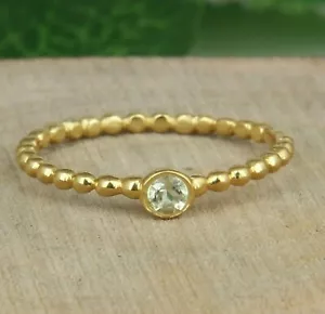 Lemon Topaz Gemstone Yellow Gold Plated 925 Silver Stackable Designer Rings - Picture 1 of 3