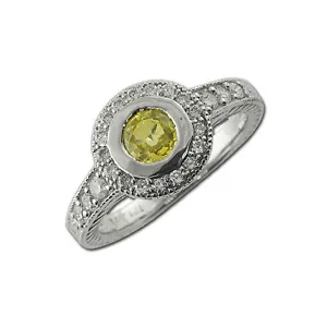 Yellow Sapphire & Diamond Milgrain Work Engagement Ring 1.00 ct tw in 14K Gold - Picture 1 of 31