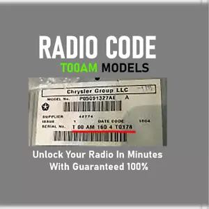 DODGE✅ RAM✅ JEEP✅ CHRYSLER ✅ UNLOCK RADIO CODES ✅ T00AM MODELS A31 ✅ PIN SERVICE - Foto 1 di 3