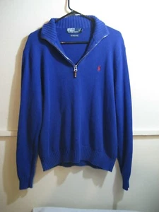 Polo Ralph Lauren Hombre 1/4 Cremallera Pull-over Suéter 100% Algodón, Talla Grande - Imagen 1 de 6