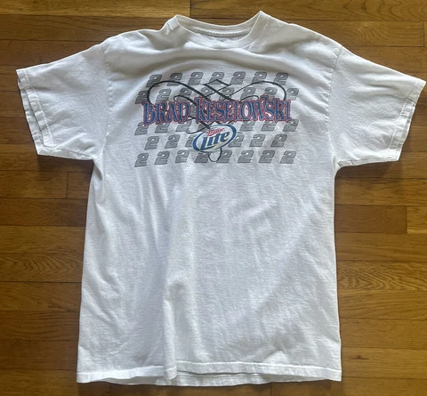 Brad Keselowski Mens Size XL  T Shirt NASCAR Miller Lite Beer #2 Racing Ford Cover