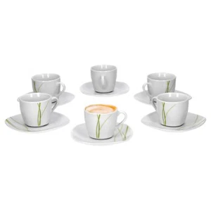 6er Espressotasse mit Espressountertasse Bali Porzellan Geschirr Liniendekor - Bild 1 von 5