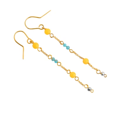 Baltic Butterscotch Amber Chain Earrings in 14k Gold Plated s925 - Image 1 of 4