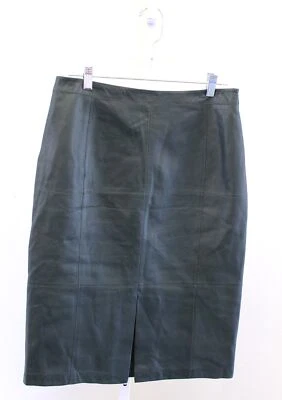 NUEVO CON ETIQUETAS $300 Falda Lápiz Casa Blanca Mercado Negro Verde Oscuro Cuero Genuino Talla 8 Foto 1 de 4