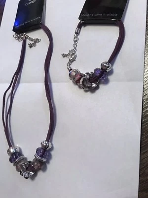 Ladies Matching Purple Bead  Necklace And Bracelet Set Ideal Gift - Image 1 of 4