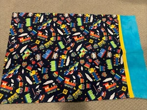 Youth Child’s Train Pillowcase Handmade 29 X 19 Bright Primary Colors Hobbyist - Picture 1 of 4