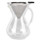 (Round Base)400ml Glass Coffee Pot Kettle Heat Resistant Pour Over Coffee